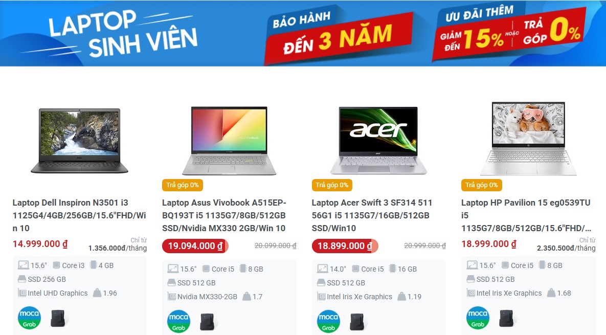 Laptop phân khúc 15-20 triệu đang được nhiều phụ huynh lựa chọn.