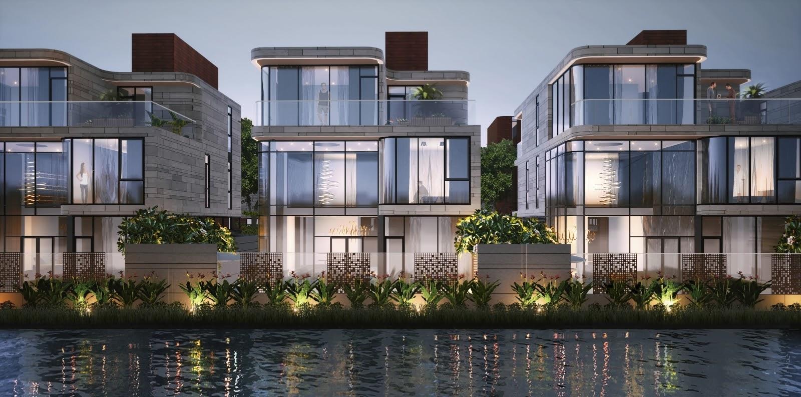 Tọa lạc trên mặt nền hình rẻ quạt độc đáo, Villa Regal Victoria ôm trọn dòng kênh sinh thái nội khu với view sông thông thoáng ấn tượng. 