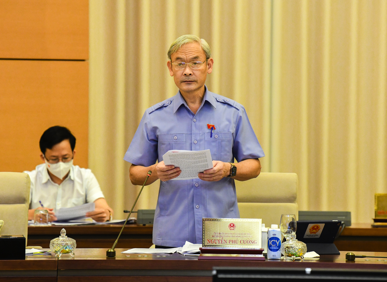 Chủ nhiệm Ủy ban Tài chính, Ngân sách Nguyễn Phú Cường trình bày báo cáo thẩm tra sơ bộ - Ảnh: Quochoi.vn