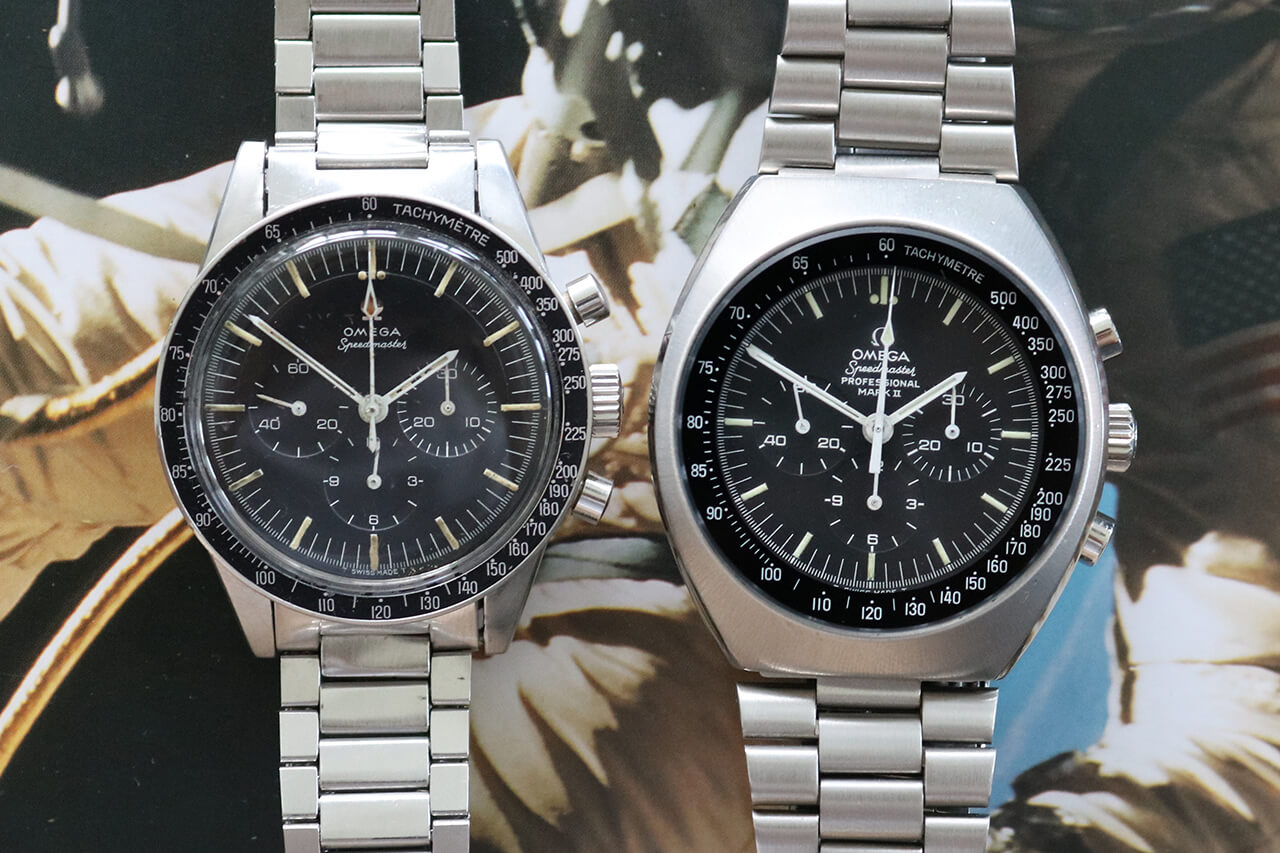 Hai mẫu đồng hồ đ&aacute;ng để đầu tư của Omega:&nbsp;Omega Speedmaster 1969 v&agrave; Omgea Speedmaster Mark II Ref. 145.014.