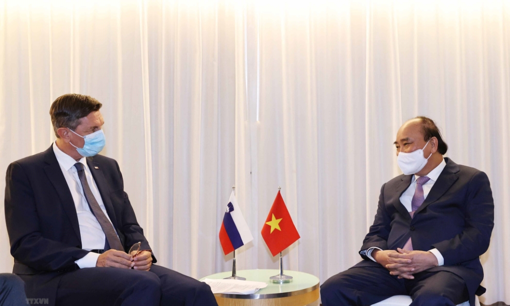 Chủ tịch nước Nguyễn Xuân Phúc vàTổng thống Slovenia Borut Pahour - Ảnh: TTXVN