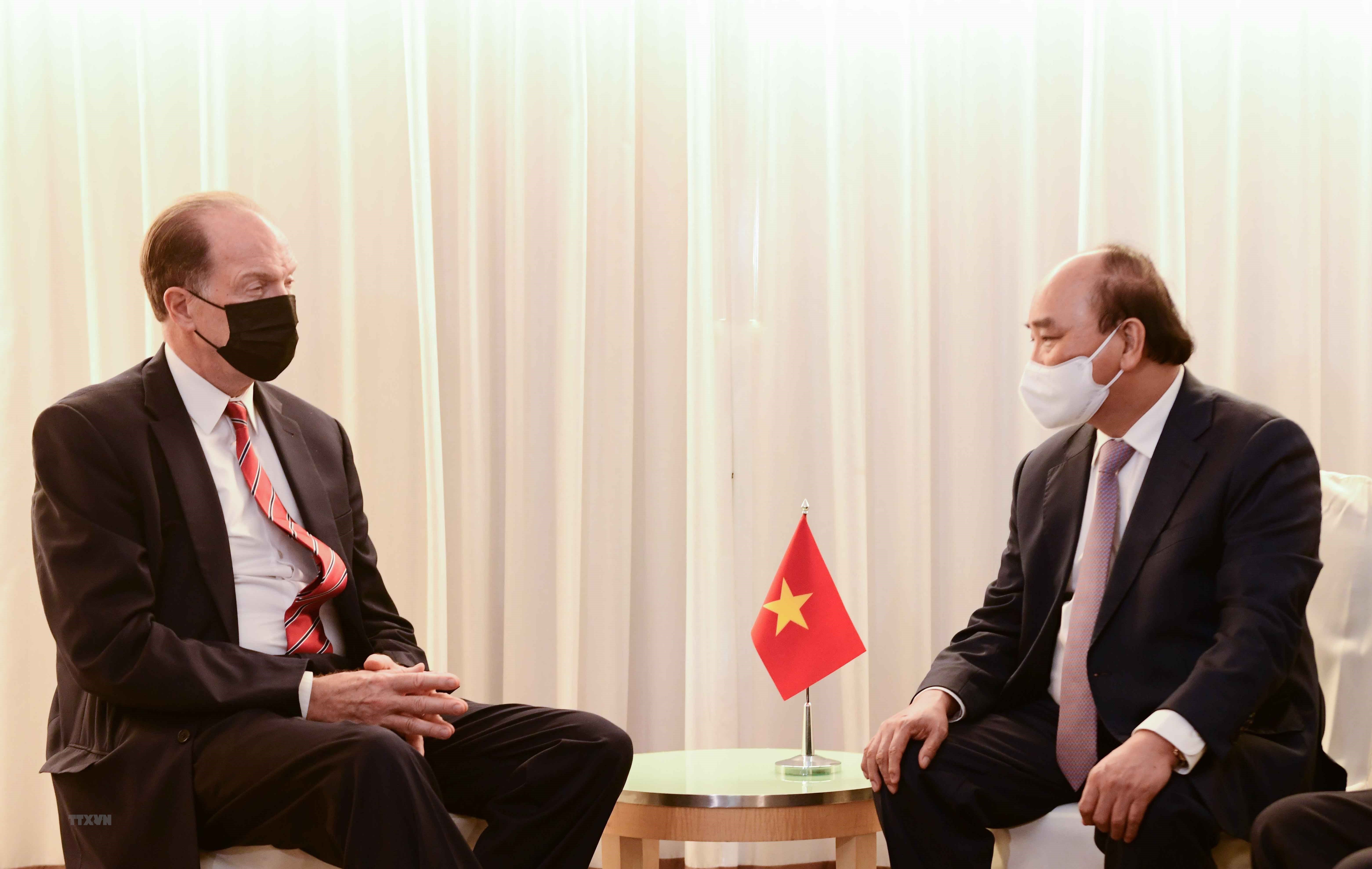 Chủ tịch nước Nguyễn Xu&acirc;n Ph&uacute;c gặp Chủ tịch Ng&acirc;n h&agrave;ng Thế giới David Malpass - Ảnh: TTXVN