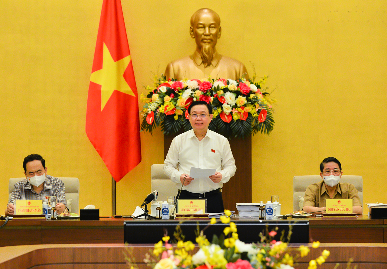 Chủ tịch Quốc hội Vương Đình Huệ phát biểu tại buổi làm việc - Ảnh: Quochoi.vn