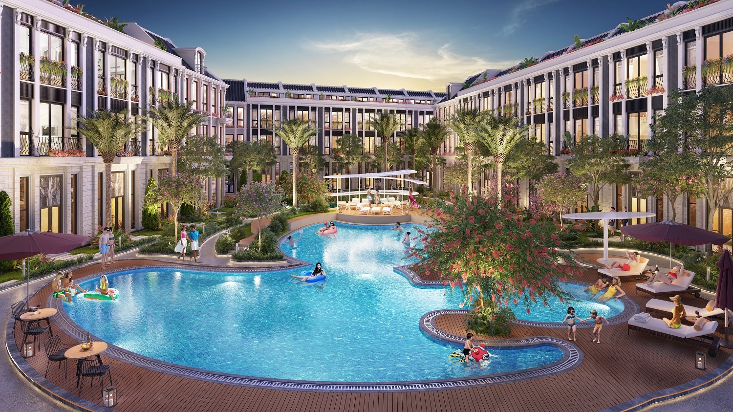 Mỗi ph&acirc;n khu đều đầy đủ tiện &iacute;ch như một resort thu nhỏ.