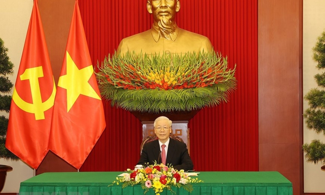 Tổng Bí thư Nguyễn Phú Trọng điện đàm với Tổng Bí thư, Chủ tịch nước Trung Quốc Tập Cận Bình - Ảnh: TTXVN