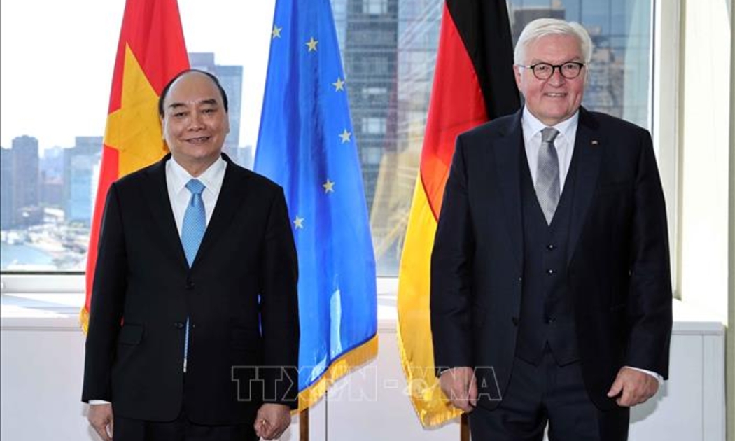 Chủ tịch nước Nguyễn Xuân Phúc gặp Tổng thống Đức Frank-Walter Steinmeier - Ảnh: TTXVN