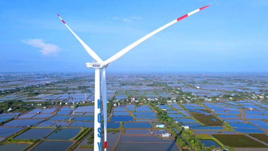 Turbine của nhà máy Điện gió Kosy Bạc Liêu.