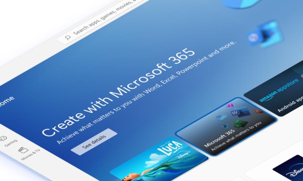 Phần tiêu điểm mới của cửa hàng Microsoft Store trên trang chủ.
