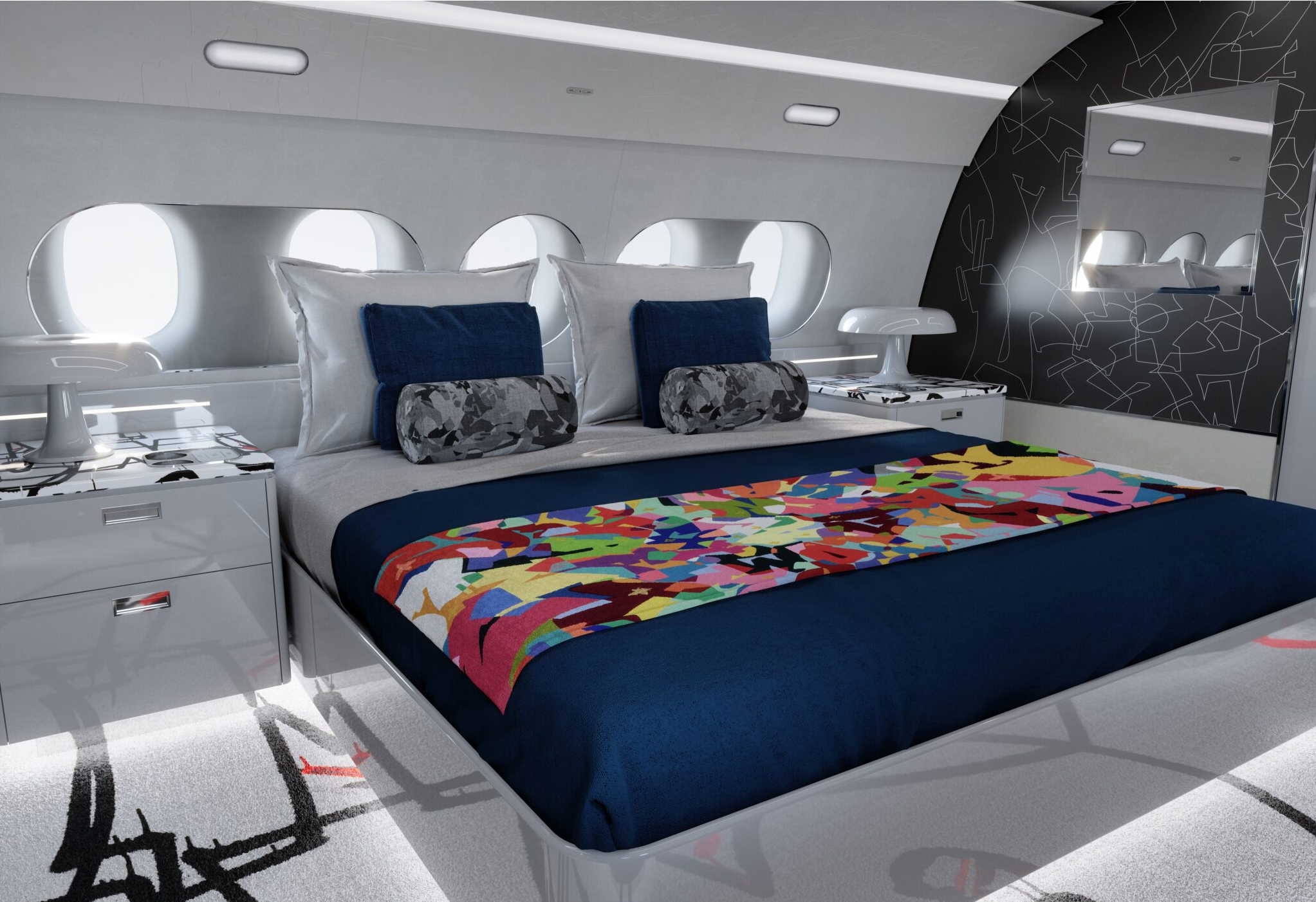 Những n&eacute;t vẽ&nbsp;nghệ thuật của Cyril Kongo l&agrave; điểm nhấn đưa mẫu thiết kế cabin l&ecirc;n một cấp độ cảm x&uacute;c mới.