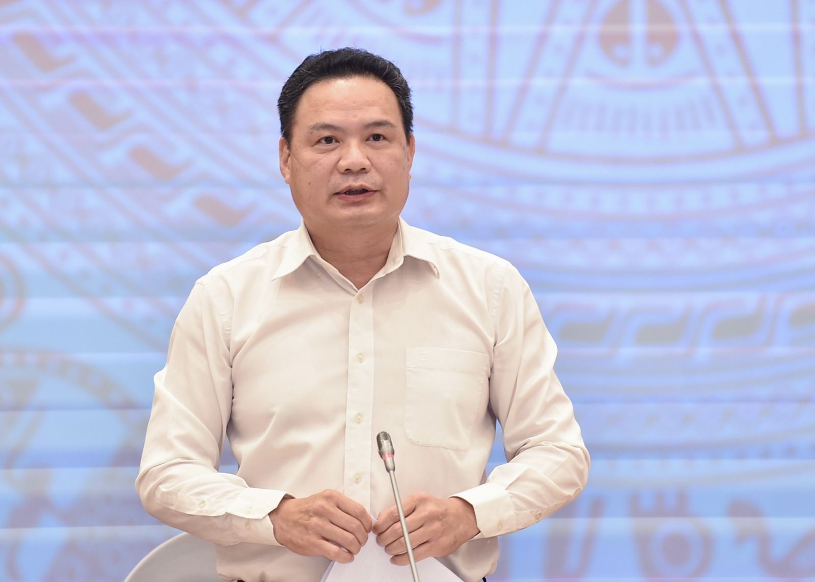 Thứ trưởng Bộ Lao động - Thương binh và Xã hội Lê Văn Thanh tại họp báo - Ảnh: TTXVN