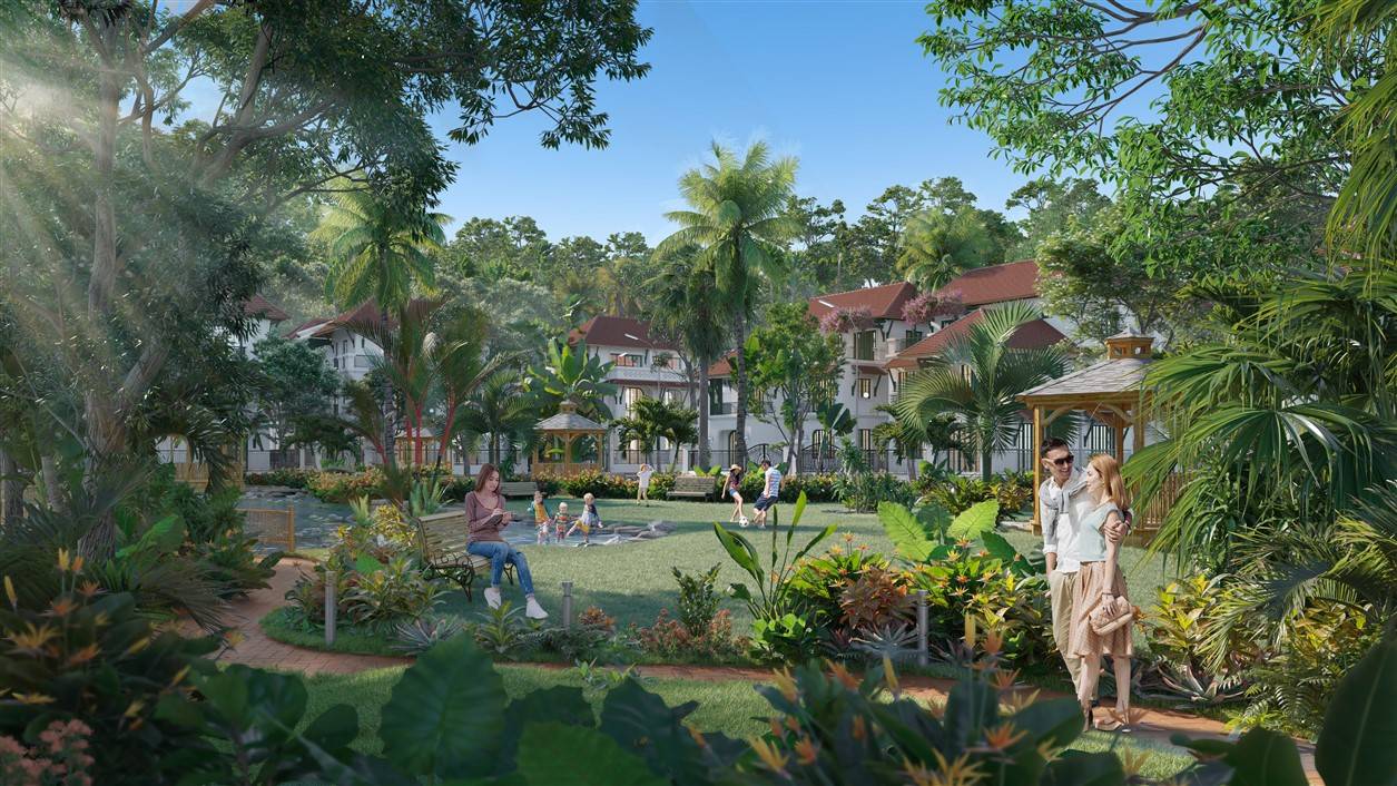 Phối cảnh&nbsp;Sun Tropical Village - khu đ&ocirc; thị nghỉ dưỡng phong cách nhi&ecirc;̣t đới.