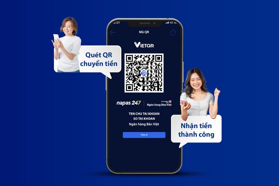 Người d&ugrave;ng giờ đ&acirc;y c&oacute; thể chuyển/nhận tiền bằng việc qu&eacute;t/tạo m&atilde; QR một c&aacute;ch nhanh ch&oacute;ng, thuận tiện.