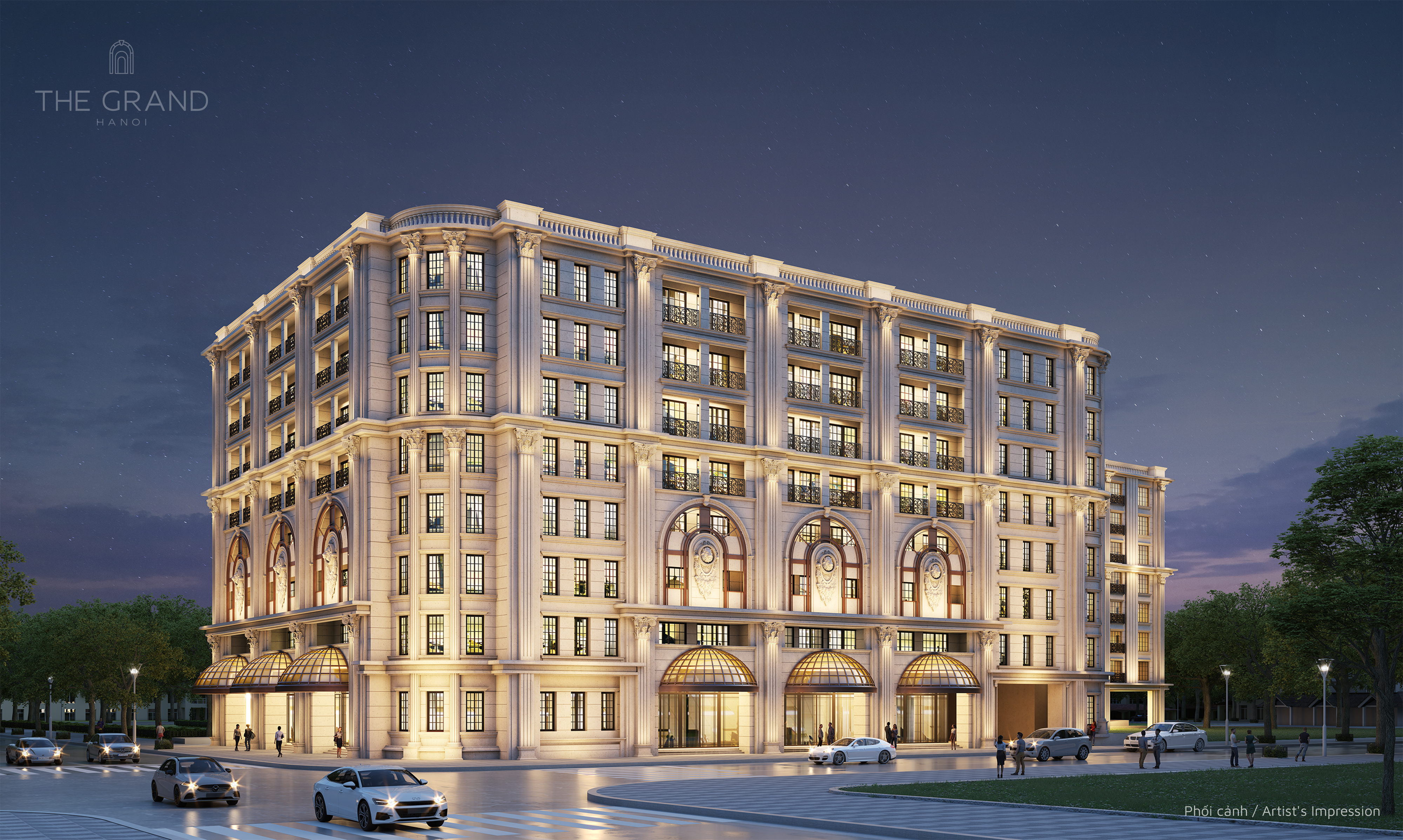 Kiến trúc bên ngoài khu căn hộ hàng hiệu Ritz-Carlton.