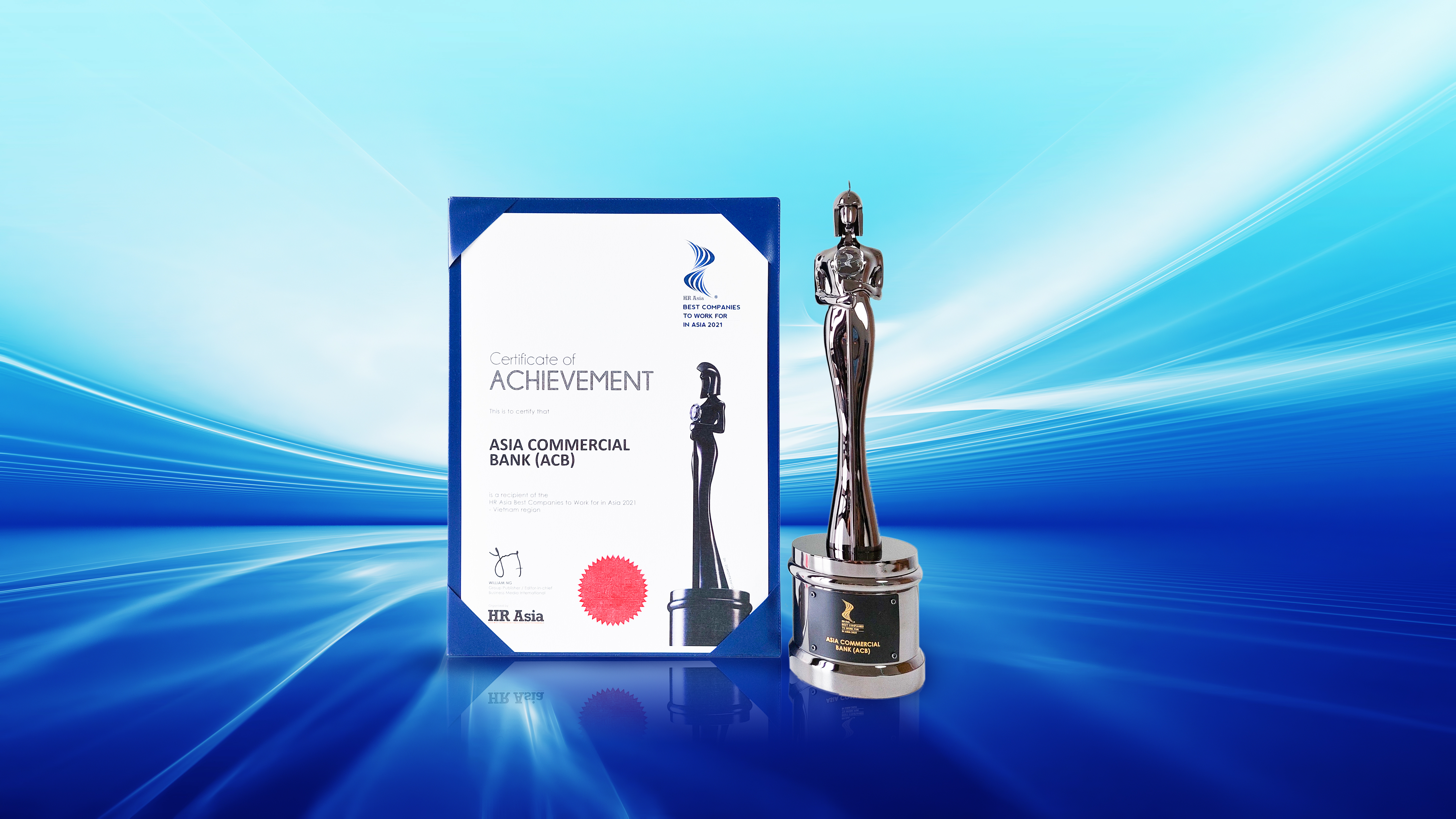 Năm nay là năm thứ ba liên tiếp ACB nhận được giải thưởng “Nơi làm việc tốt nhất châu Á” của HR Asia.