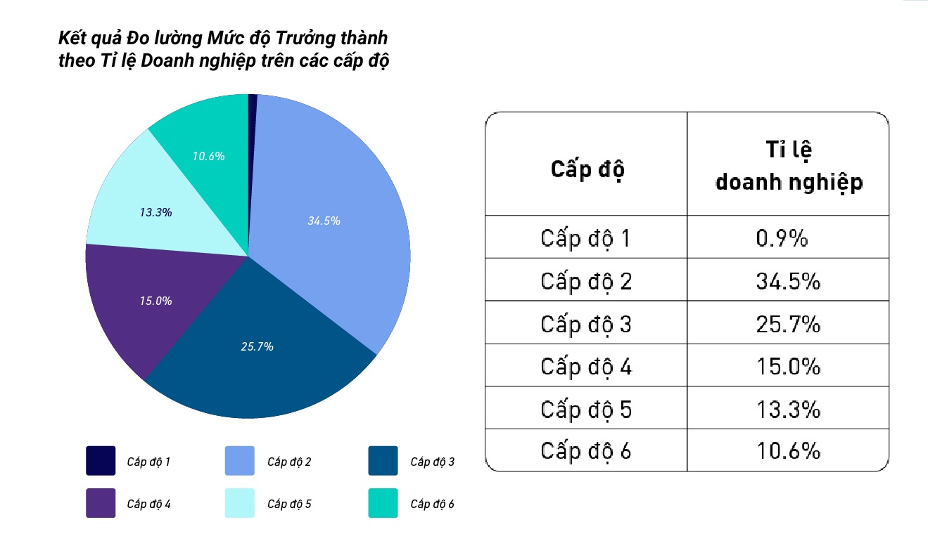 Khảo s&aacute;t về hiện trạng thực thi văn h&oacute;a doanh nghiệp cho thấy hầu hết c&aacute;c doanh nghiệp ở Việt Nam mới triển khai ở mức trung b&igrave;nh. Nguồn: Blue C