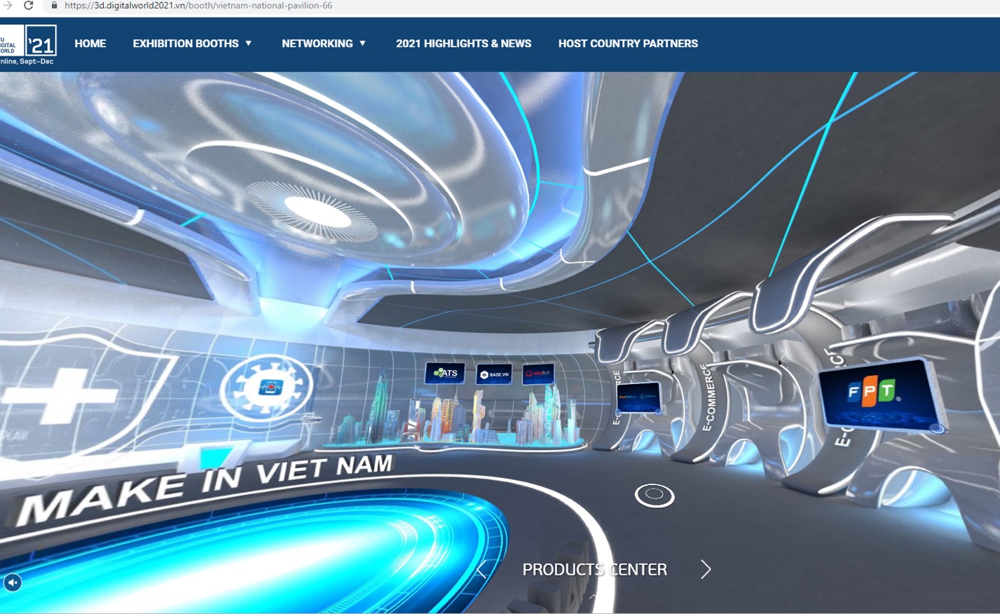 Gian hàng Quốc gia Việt Nam giới thiệu các sản phẩm, giải pháp công nghệ Make in Viet Nam tại triển lãm trực tuyến ITU Digital 2021.