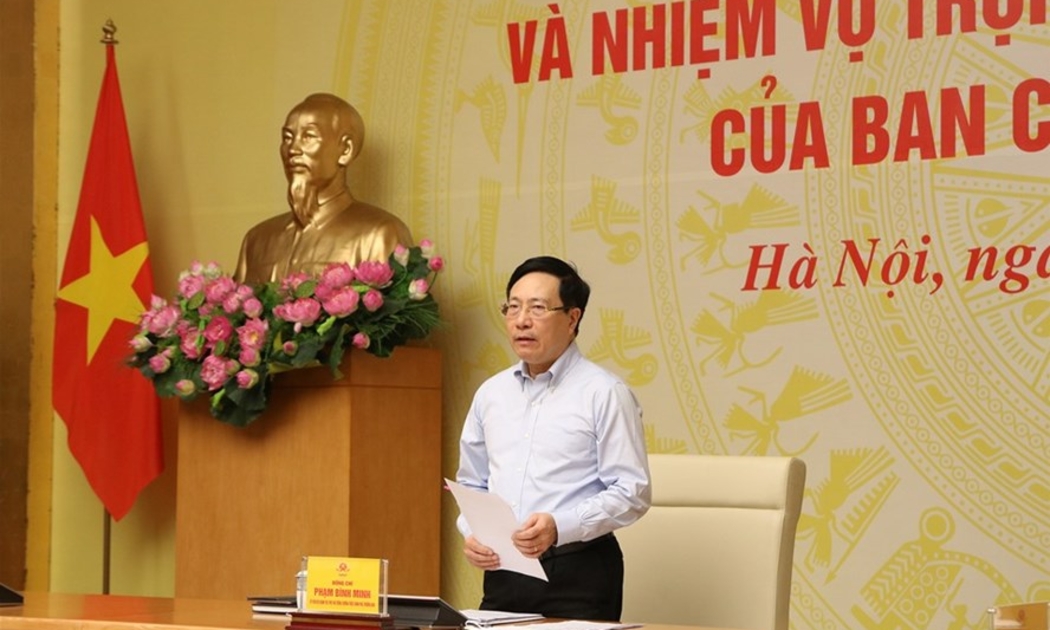 Phó Thủ tướng Thường trực Chính phủ Phạm Bình Minh - Trưởng Ban Chỉ đạo 389 Quốc gia phát biểu tại hội nghị.