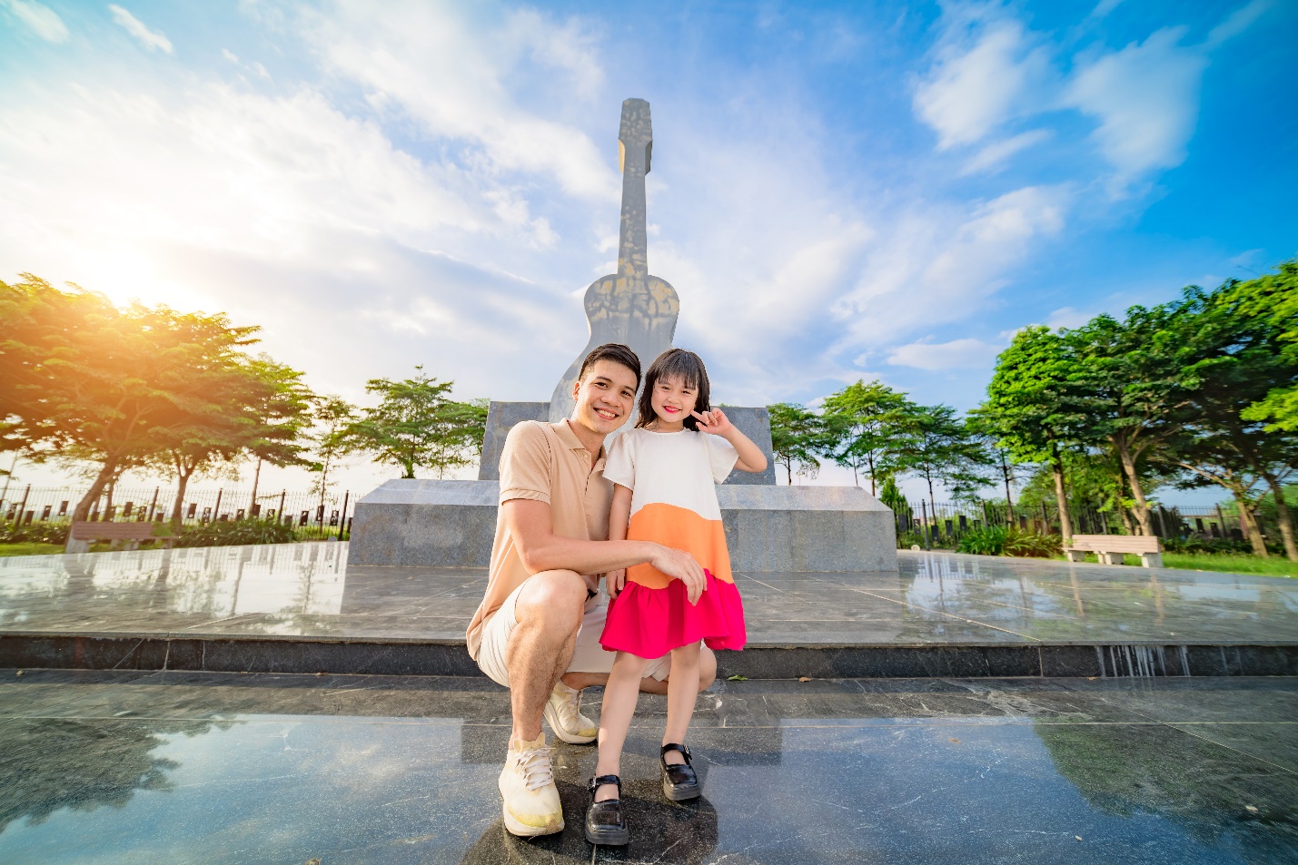 Một góc công viên Âm nhạc đã hiện hữu tại dự án Sol Lake Villa.