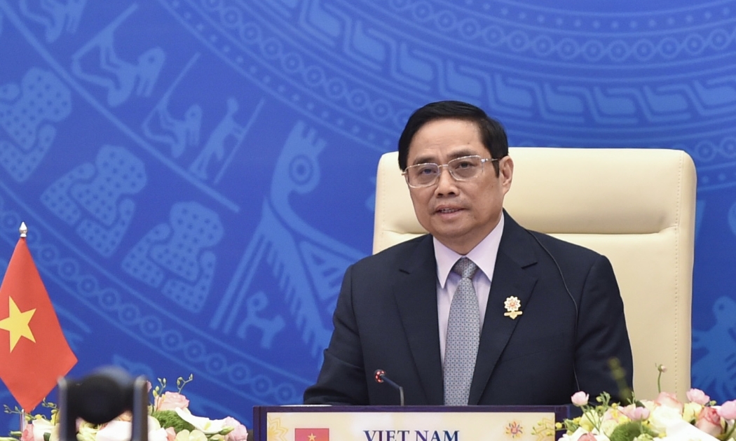Thủ tướng Phạm Minh Chính dự Hội nghị Cấp cao ASEAN - Mỹ lần thứ 9 theo hình thức trực tuyến - Ảnh: VGP