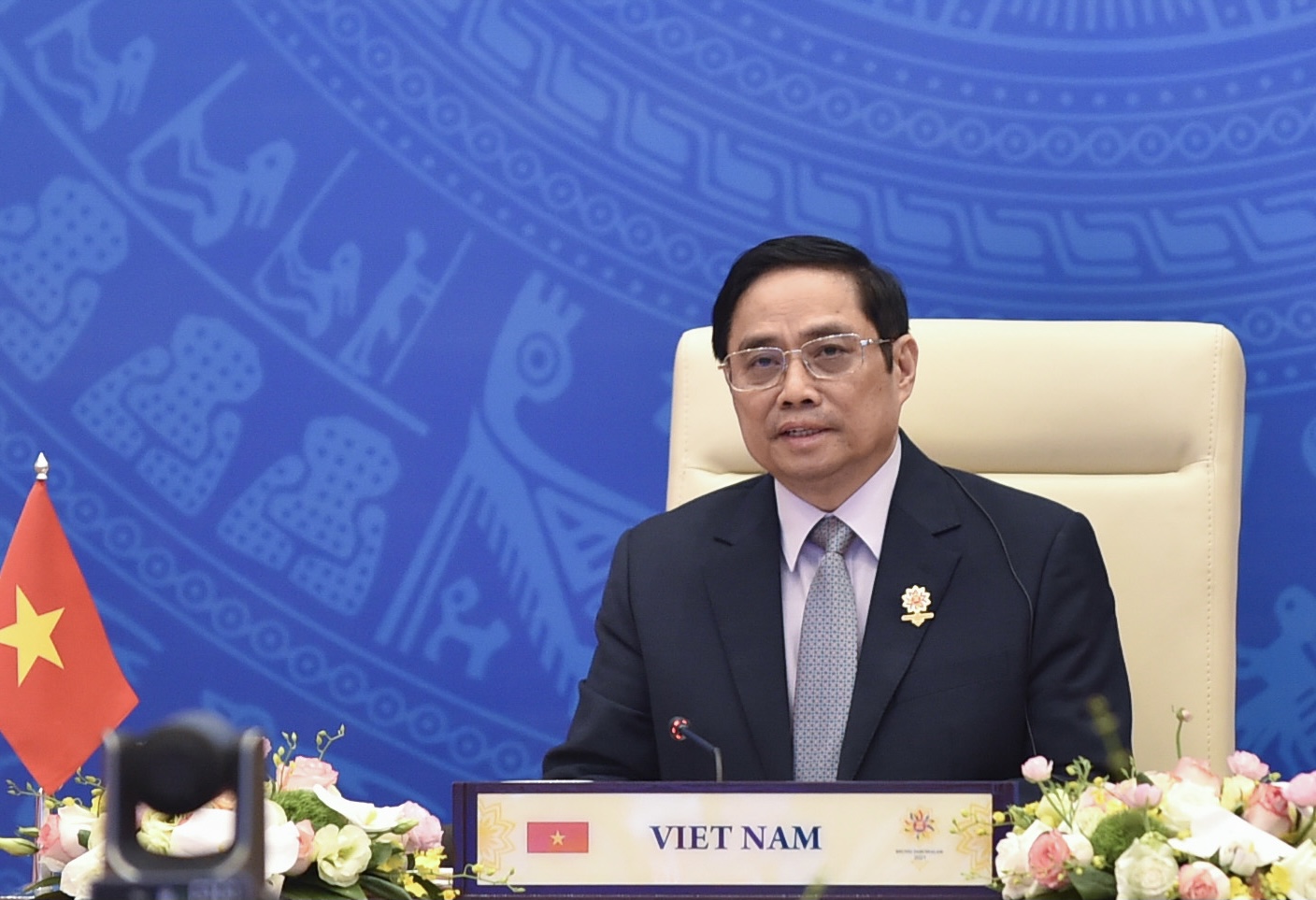 Thủ tướng Phạm Minh Chính dự Hội nghị Cấp cao ASEAN - Mỹ lần thứ 9 theo hình thức trực tuyến - Ảnh: VGP