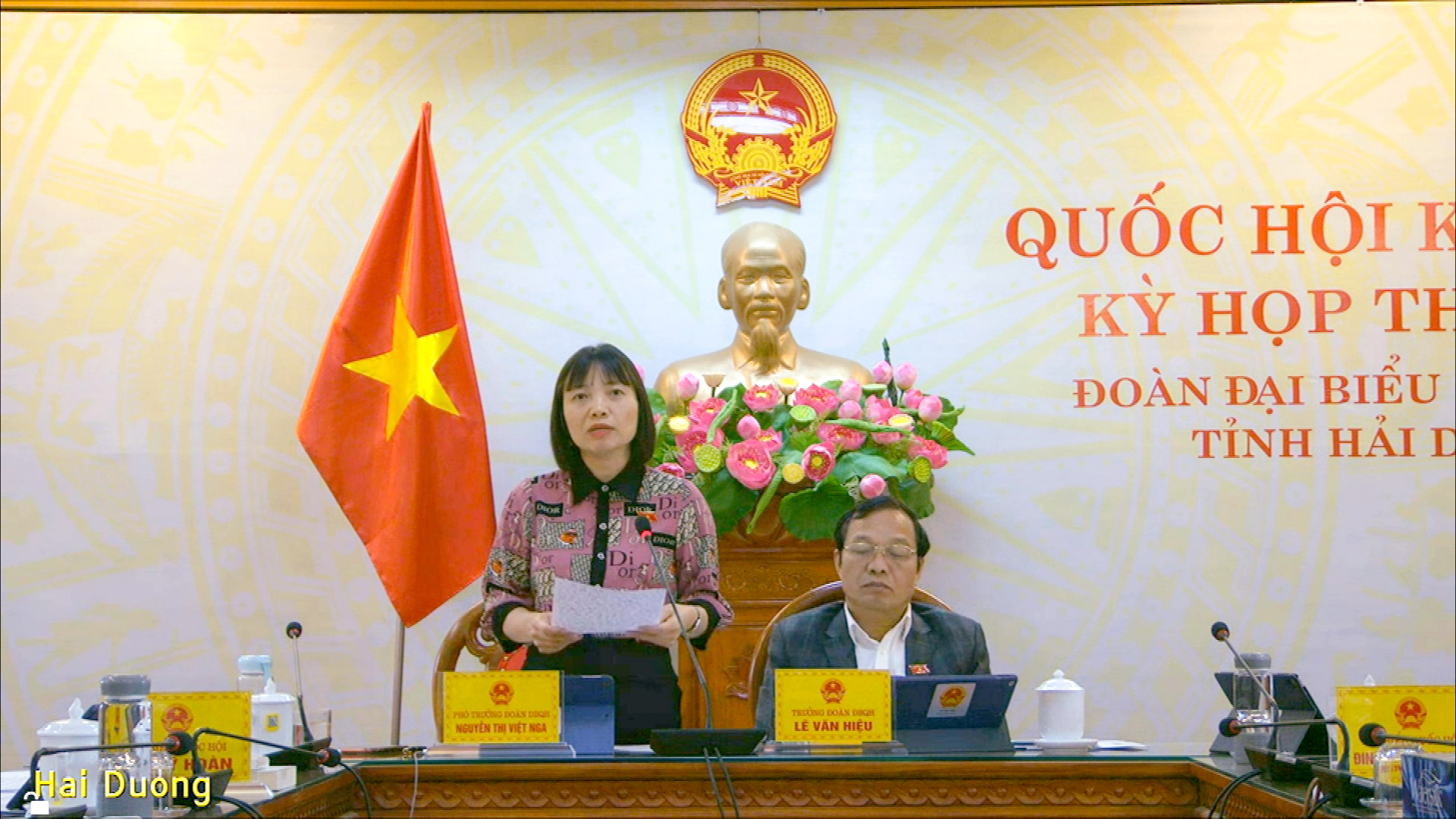 Đại biểu Nguyễn Thị Việt Nga - Đoàn đại biểu Quốc hội tỉnh Hải Dương phát biểu tại phiên thảo luận - Ảnh: Quochoi.vn