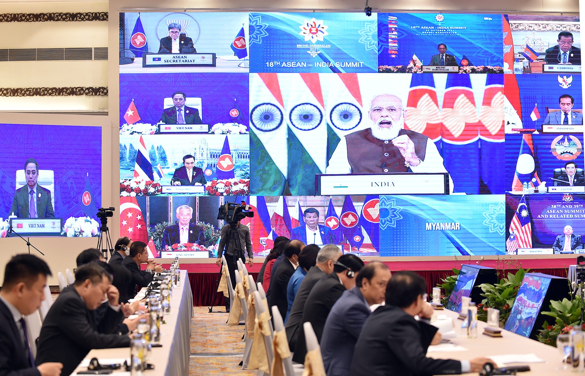 Thủ tướng Ấn Độ Narendra Modi phát biểu tại hội nghị - Ảnh: VGP.
