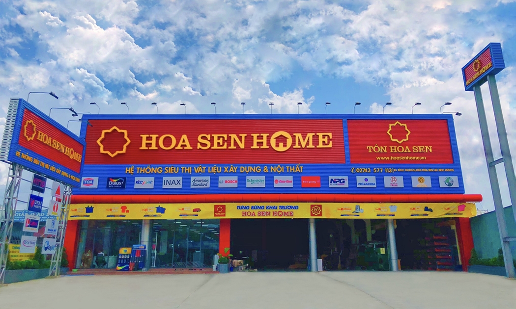 Hệ thống Siêu thị Vật liệu xây dựng & Nội thất Hoa Sen Home của Tập đoàn Hoa Sen.