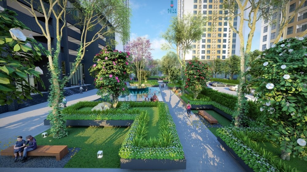 Dự án Rose Town tích hợp hệ thống tiện ích đa dạng, hiện đại và không gian xanh mát, đáp ứng tối đa nhu cầu của cư dân.