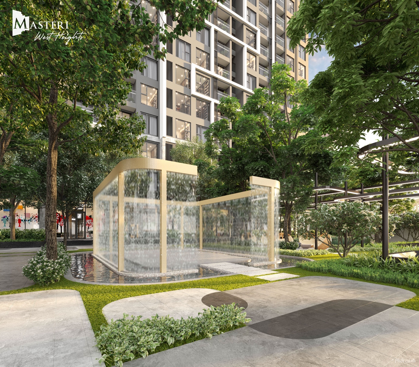 Không gian thư thái, yên ả tại sân thiền và yoga của Masteri West Heights.