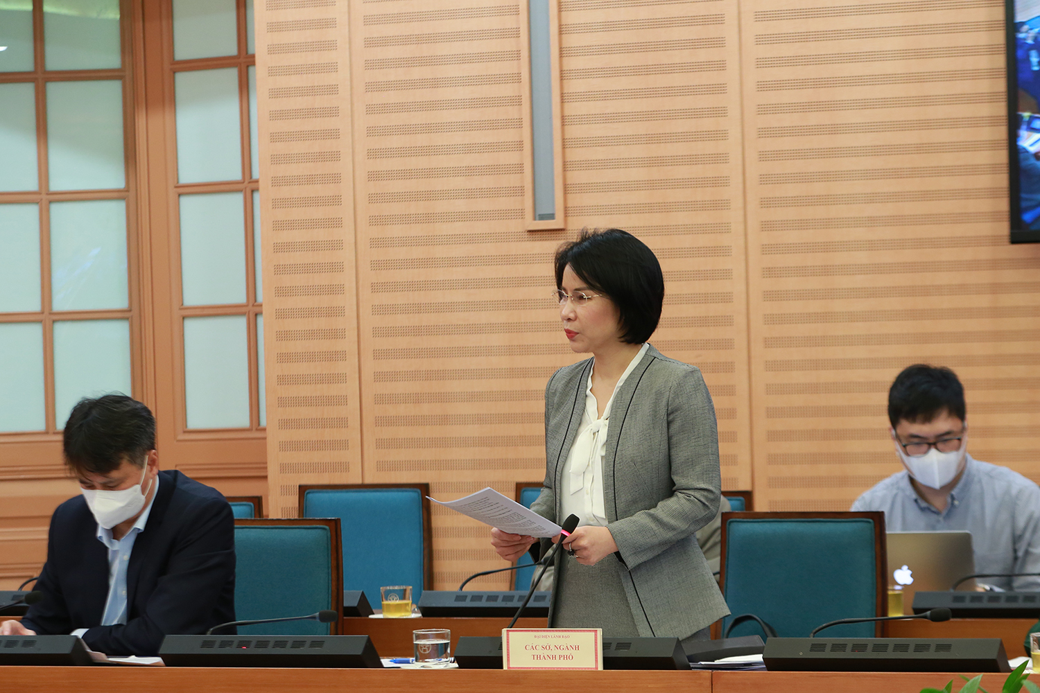 Gi&aacute;m đốc Sở Y tế H&agrave; Nội th&ocirc;ng tin về t&igrave;nh h&igrave;nh dịch bệnh tr&ecirc;n địa b&agrave;n. Ảnh - VGP.&nbsp;