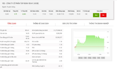 Cổ đông lớn tiếp tục thoái vốn tại YEG