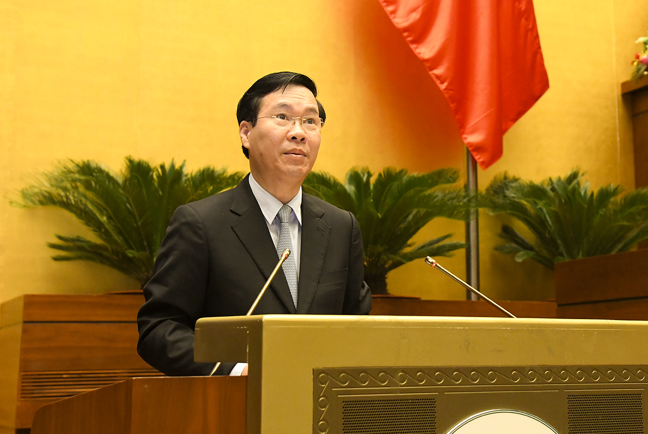 Ủy viên Bộ Chính trị, Thường trực Ban Bí thư Võ Văn Thưởng phát biểu tại hội nghị - Ảnh: Quochoi.vn