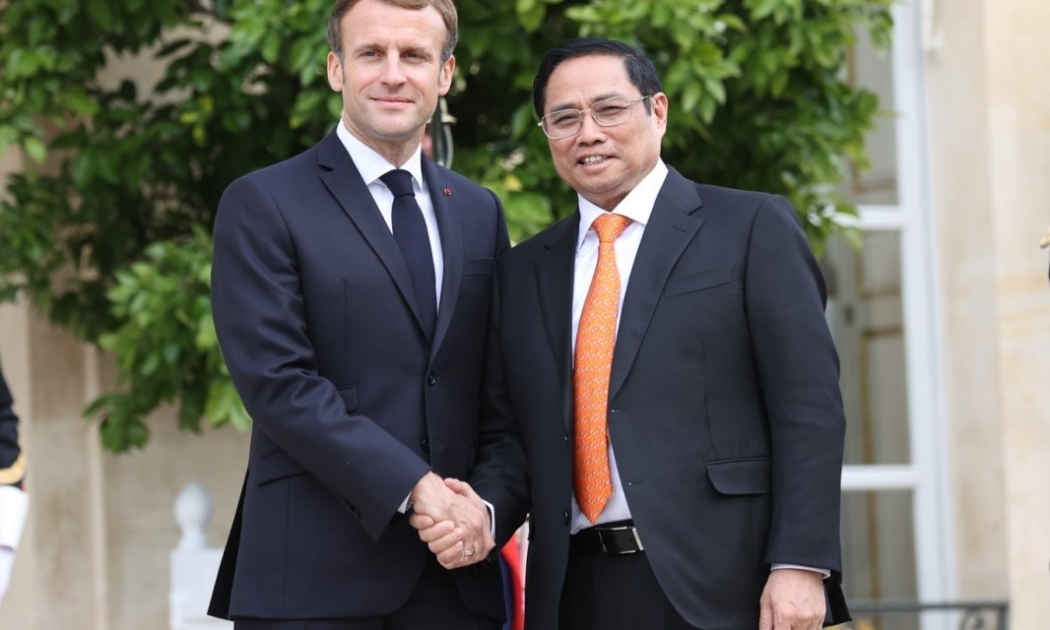 Thủ tướng Phạm Minh Chính hội kiến Tổng thống Pháp Emmanuel Macron - Ảnh: VGP