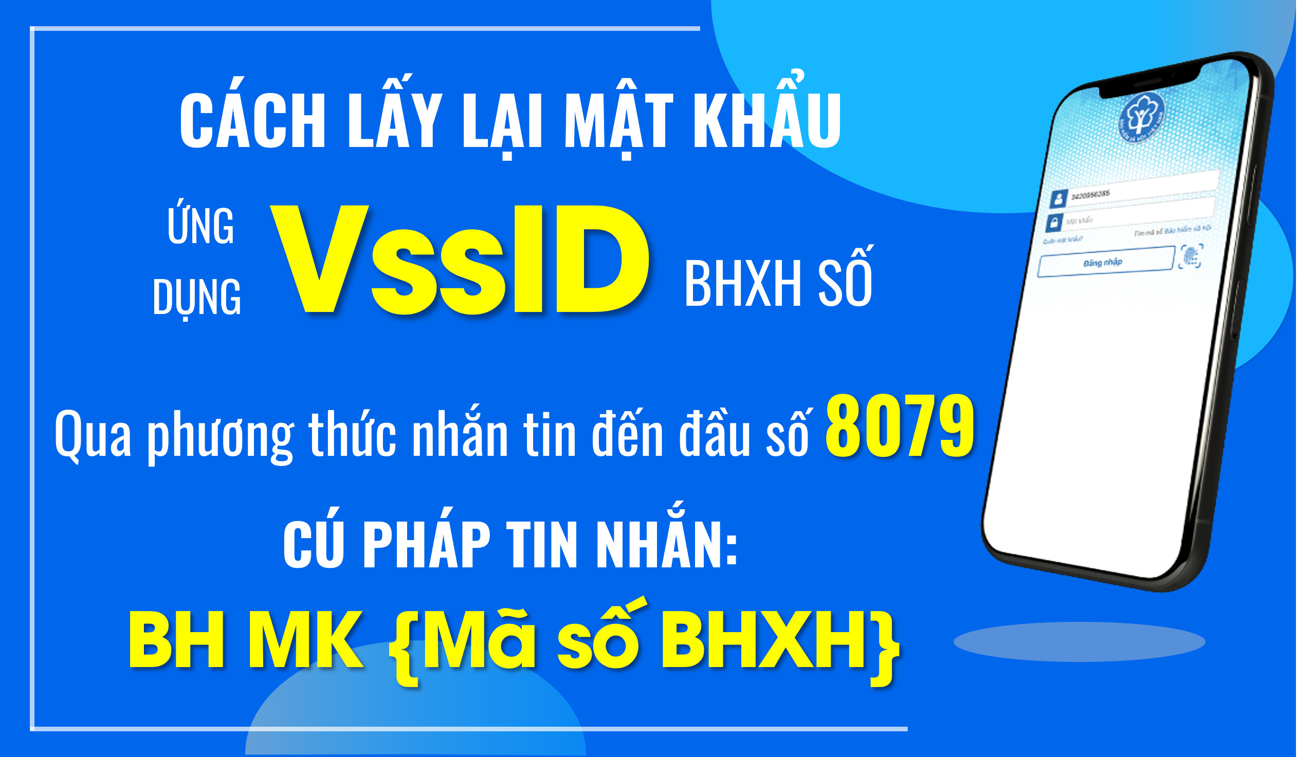 Người dùng có thể lấy lại mật khẩu đăng nhập ứng dụng VssID qua việc nhắn tin đến đầu số 8079. 