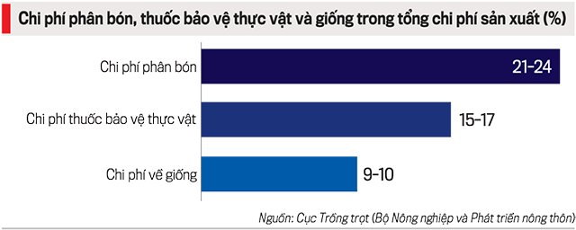 Chi ph&iacute; c&aacute;c loại vật tư đầu v&agrave;o trong trồng trọt