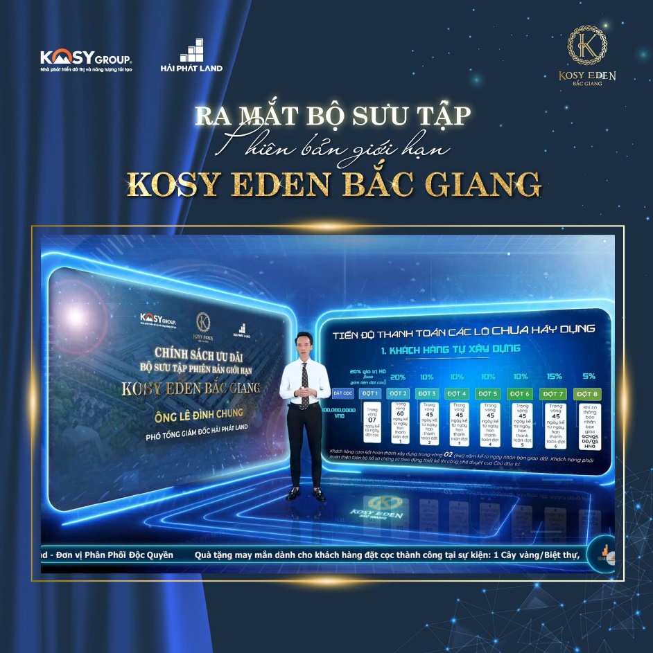 Chương tr&igrave;nh mở b&aacute;n online giới thiệu dự &aacute;n Kosy Eden Bắc Giang do Hải Ph&aacute;t Land ph&acirc;n phối.