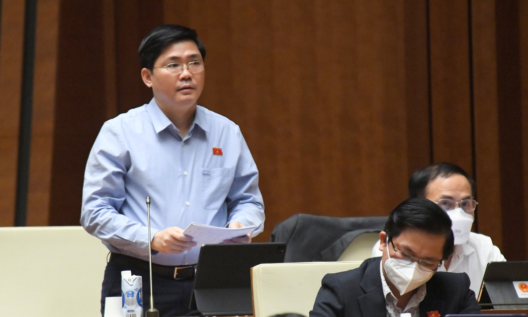 Đại biểu Nguyễn Tuấn Anh (Long An) đặt câu hỏi chất vấn Bộ trưởng Kế hoạch và Đầu tư - Ảnh: Quochoi.vn