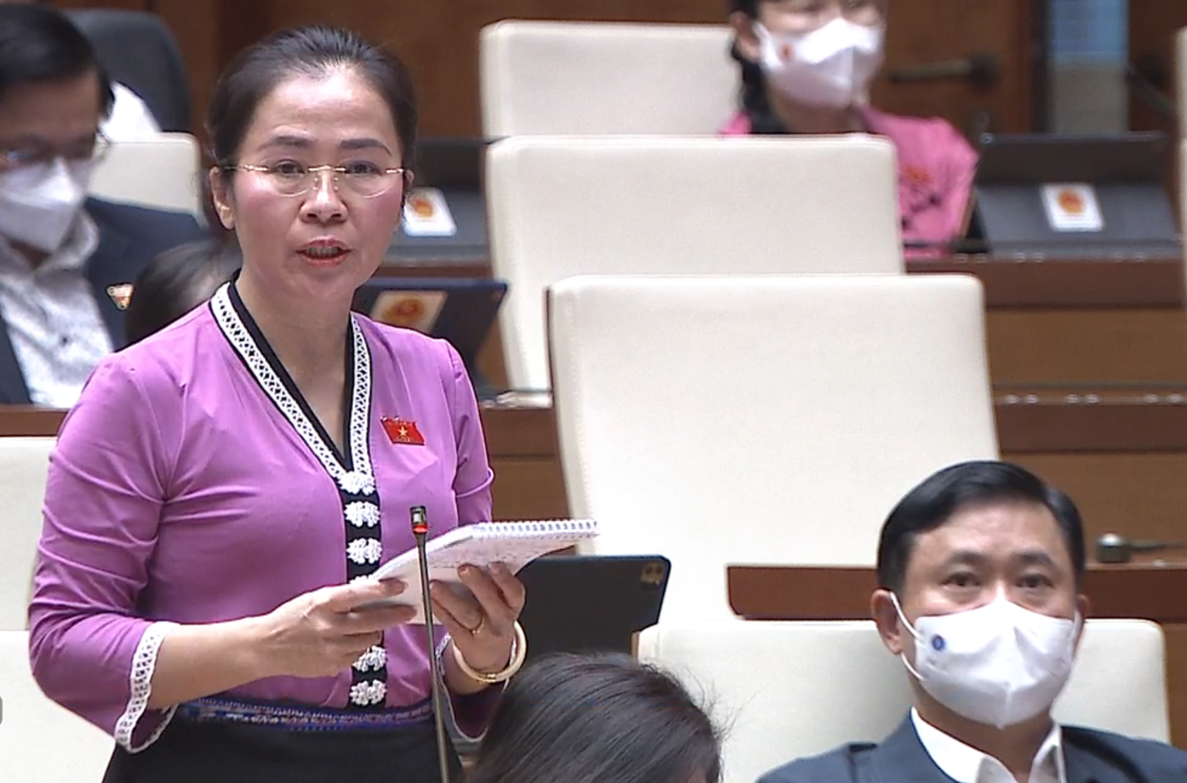 Đại biểu V&otilde; Thị Minh Sinh chất vấn Bộ trưởng Kế hoạch v&agrave; Đầu tư.