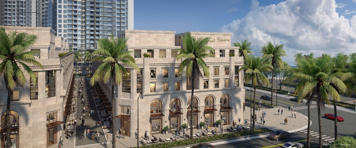 Đại lộ giải tr&iacute; Malibu Walk kết nối c&aacute;c t&ograve;a nh&agrave; d&acirc;n cư trong Masteri Waterfont.