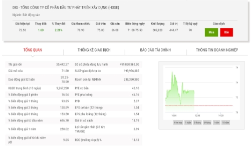 Giá tăng mạnh, vợ Chủ tịch đăng ký bán 1,6 triệu cổ phiếu DIG