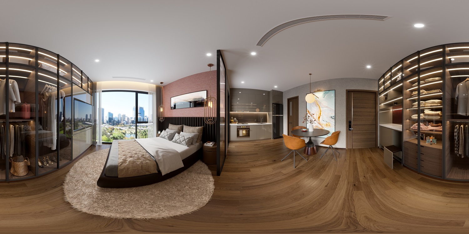 Ảnh 360 độ to&agrave;n bộ căn hộ nhỏ trong căn Dual Key The Matrix One.