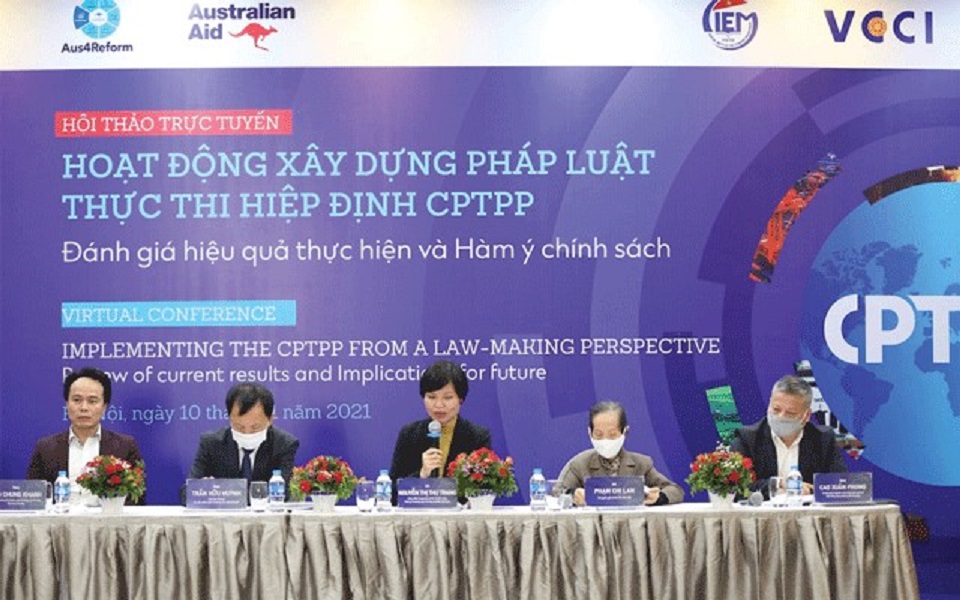 Hội thảo “Hoạt động xây dựng pháp luật thực thi Hiệp định CPTPP– Đánh giá hiệu quả thực hiện và hàm ý chính sách”.