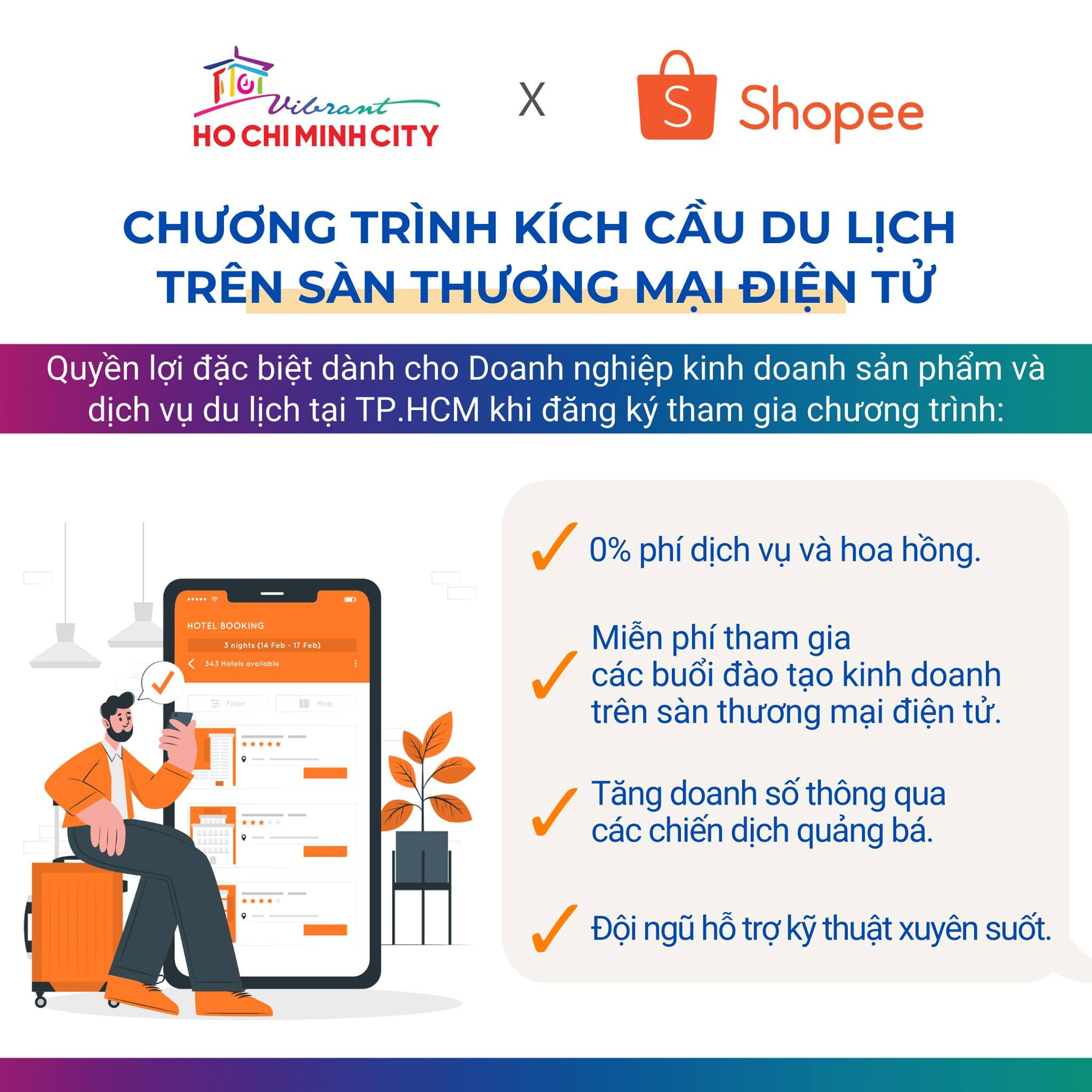 Đây là dự án đặc biệt nhằm hỗ trợ các doanh nghiệp du lịch Tp.HCM giới thiệu và bán sản phẩm - dịch vụ du lịch đến tệp khách hàng có sẵn trên nền tảng Shopee. 