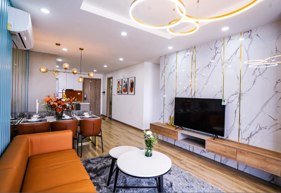 Nội thất sang trọng b&ecirc;n trong căn hộ mẫu của dự &aacute;n.