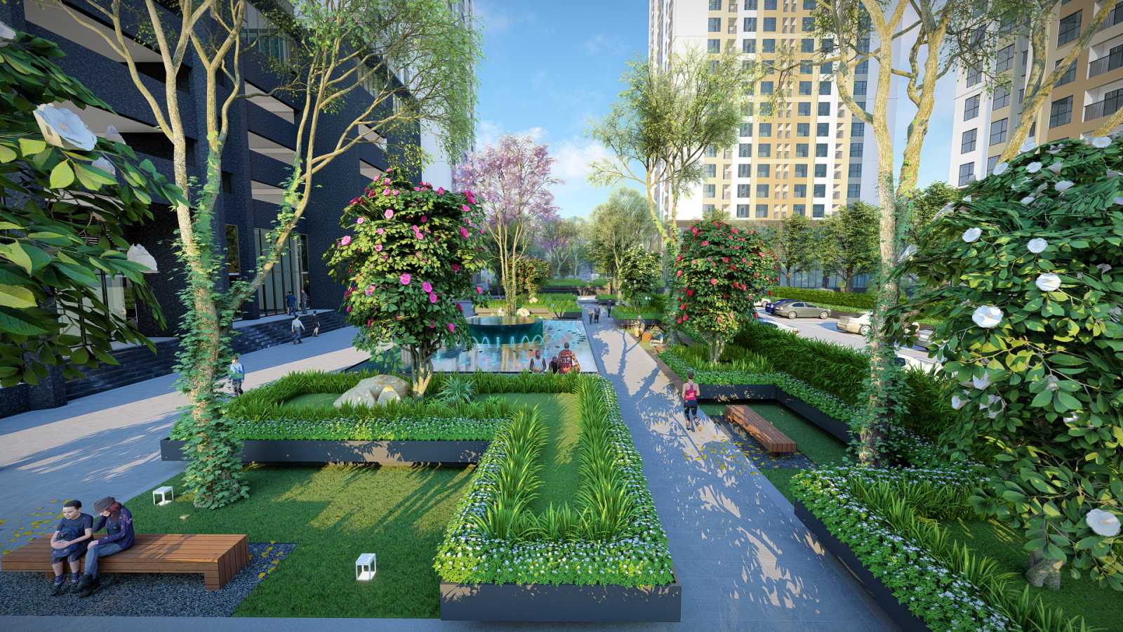 Dự án Rose Town sở hữu không gian xanh mát ngay tại nội khu.