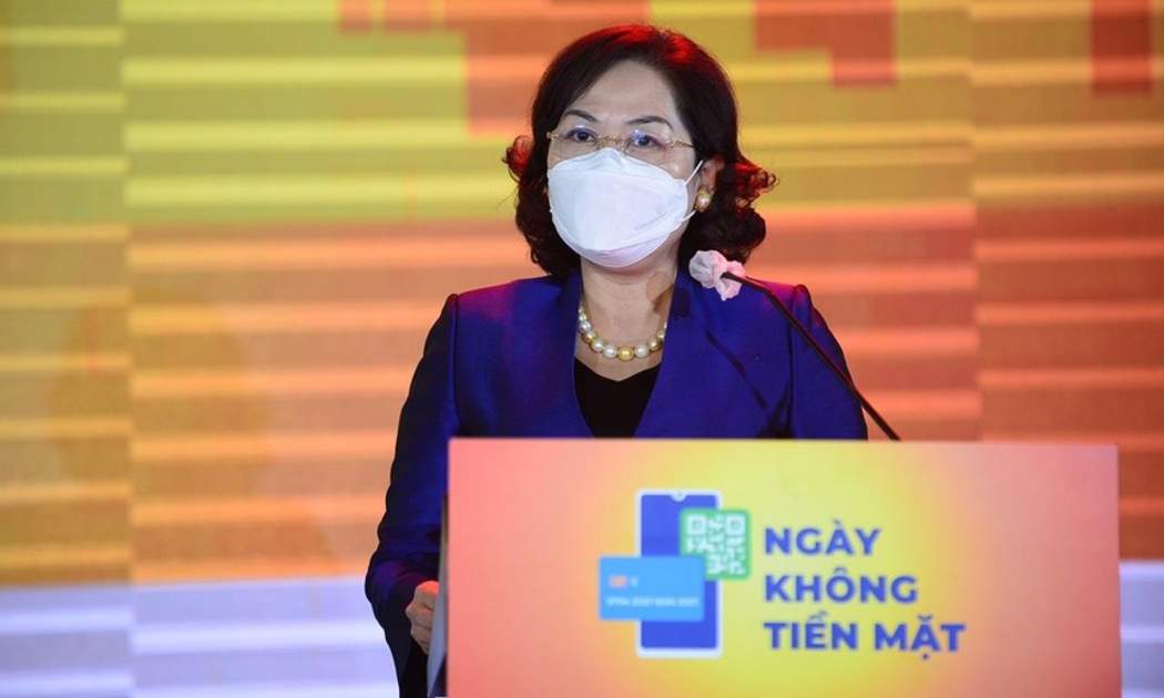 Bà Nguyễn Thị Hồng, Thống đốc Ngân hàng Nhà nước phát biểu tại sự kiện