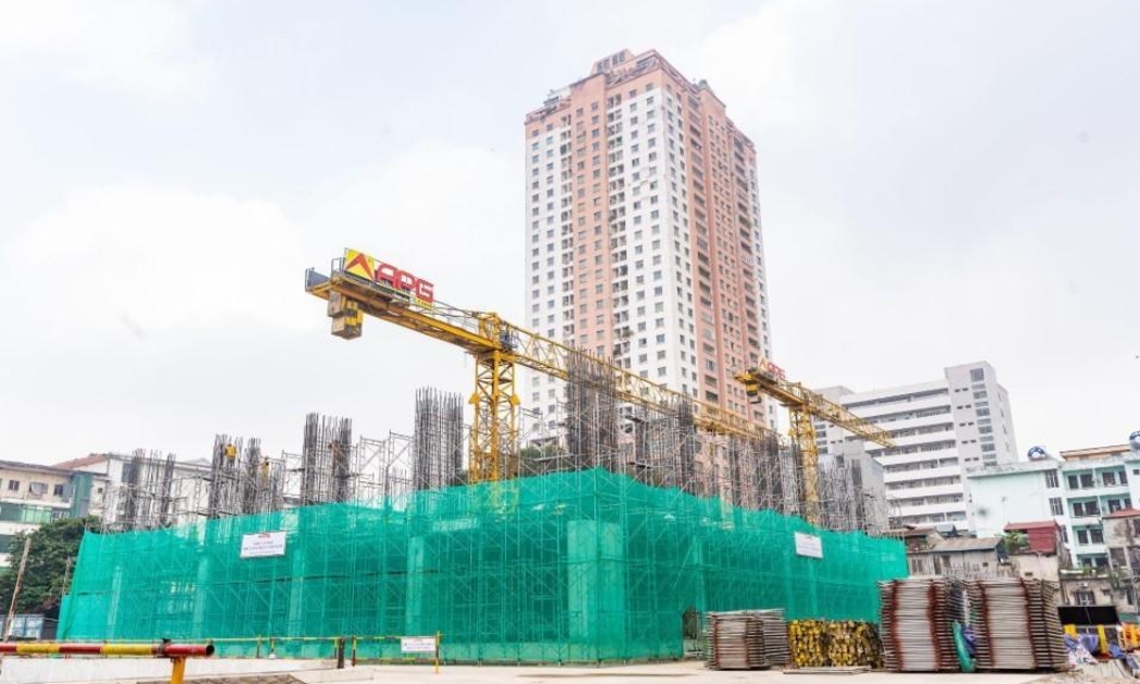 Khu vực công trường dự án đã bắt đầu triển khai các hạng mục thi công kết cấu..