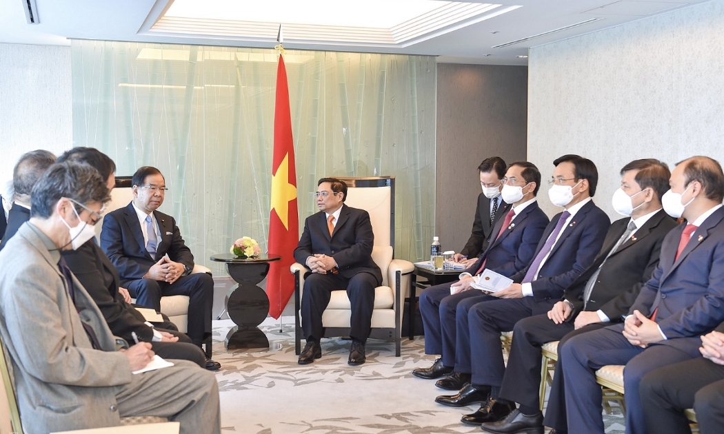 Thủ tướng Chính phủ Phạm Minh Chính gặp đồng chí Shii Kazuo, Chủ tịch Đoàn Chủ tịch Ban Chấp hành Trung ương Đảng Cộng sản Nhật Bản. Ảnh: VGP.