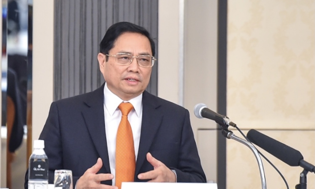 Thủ tướng Chính phủ Phạm Minh Chính tại cuộc làm việc với các doanh nghiệp Nhật Bản trong lĩnh vực chuyển đổi số. Ảnh - VGP.
