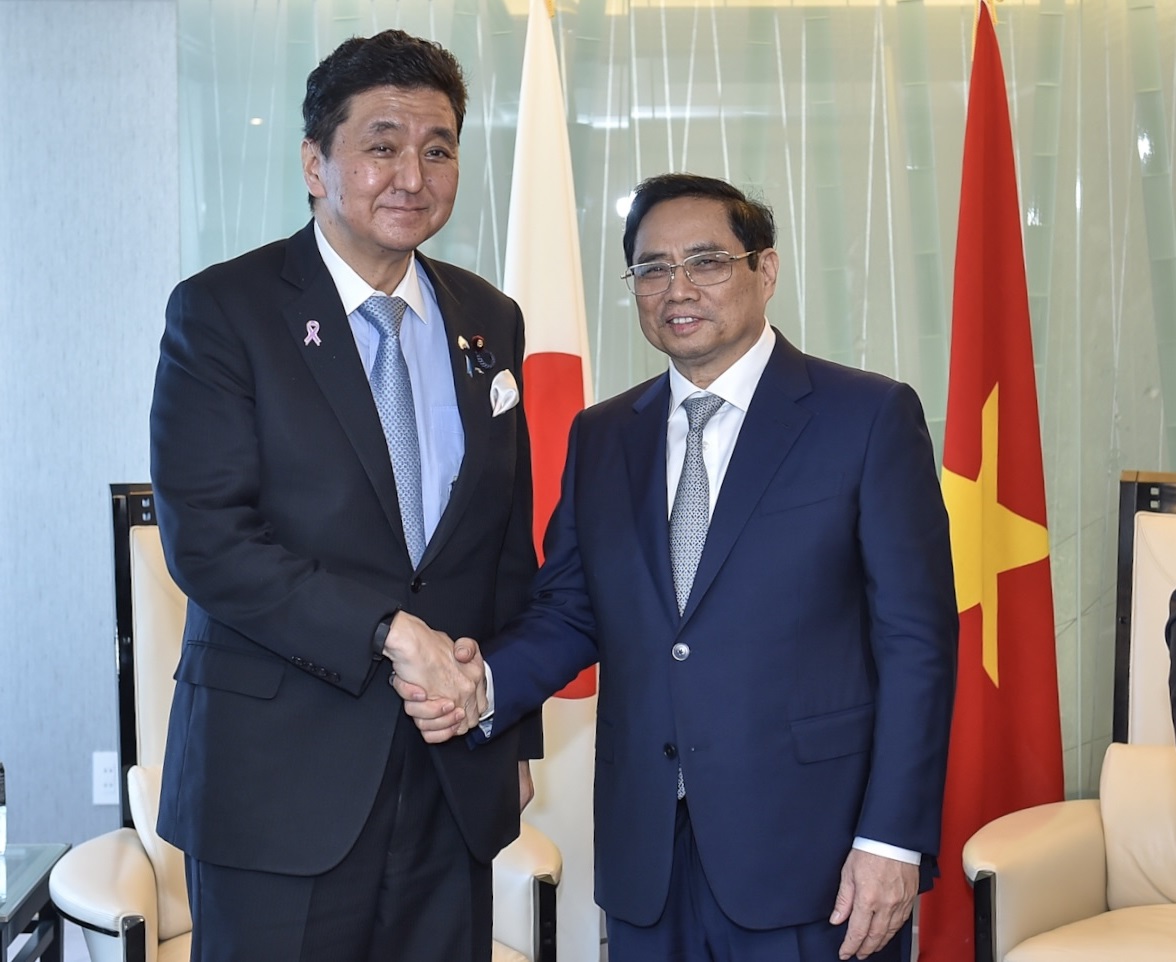 Thủ tướng Phạm Minh Ch&iacute;nh tiếp Bộ trưởng Quốc ph&ograve;ng Nhật Bản Kishi Nobuo. Ảnh: VGP.
